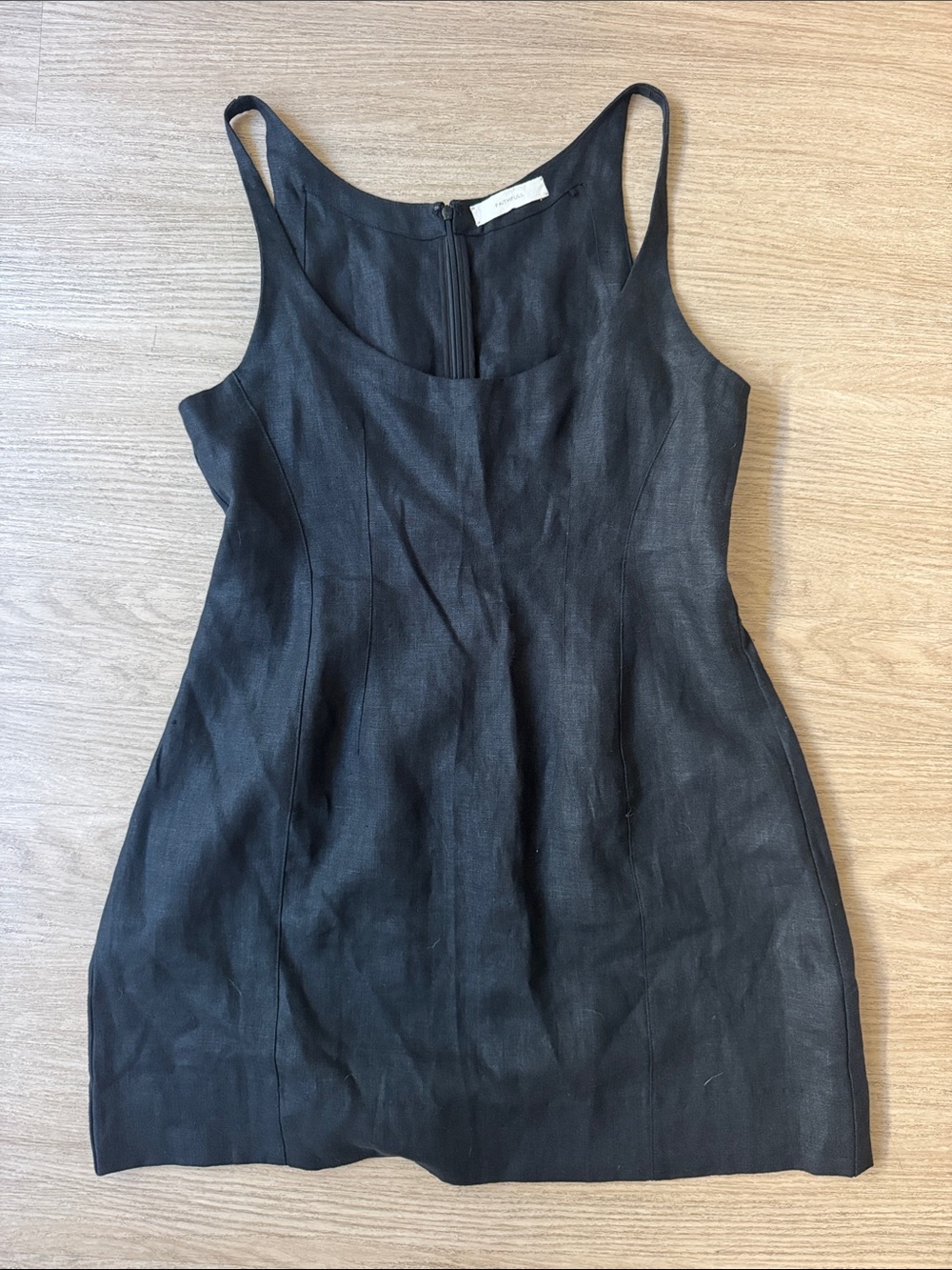 Faithfull the Brand Black Linen Mini Dress